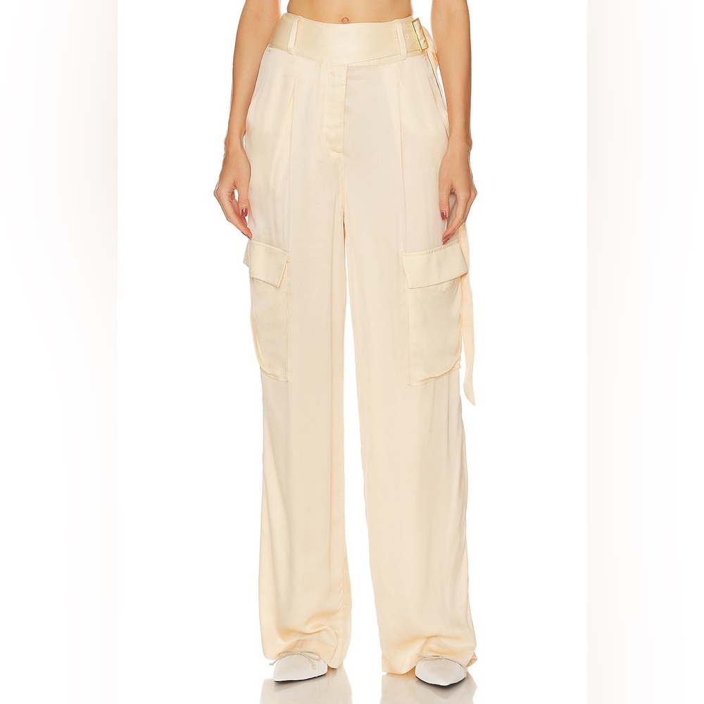 Revolve Cream Wide-Leg Cargo Pants